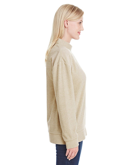 J America Ladies' Weekend French Terry Mock Neck Crew J America
