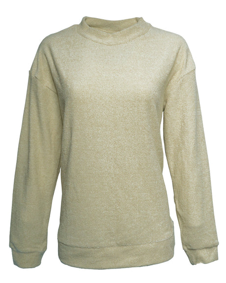 J America Ladies' Weekend French Terry Mock Neck Crew J America