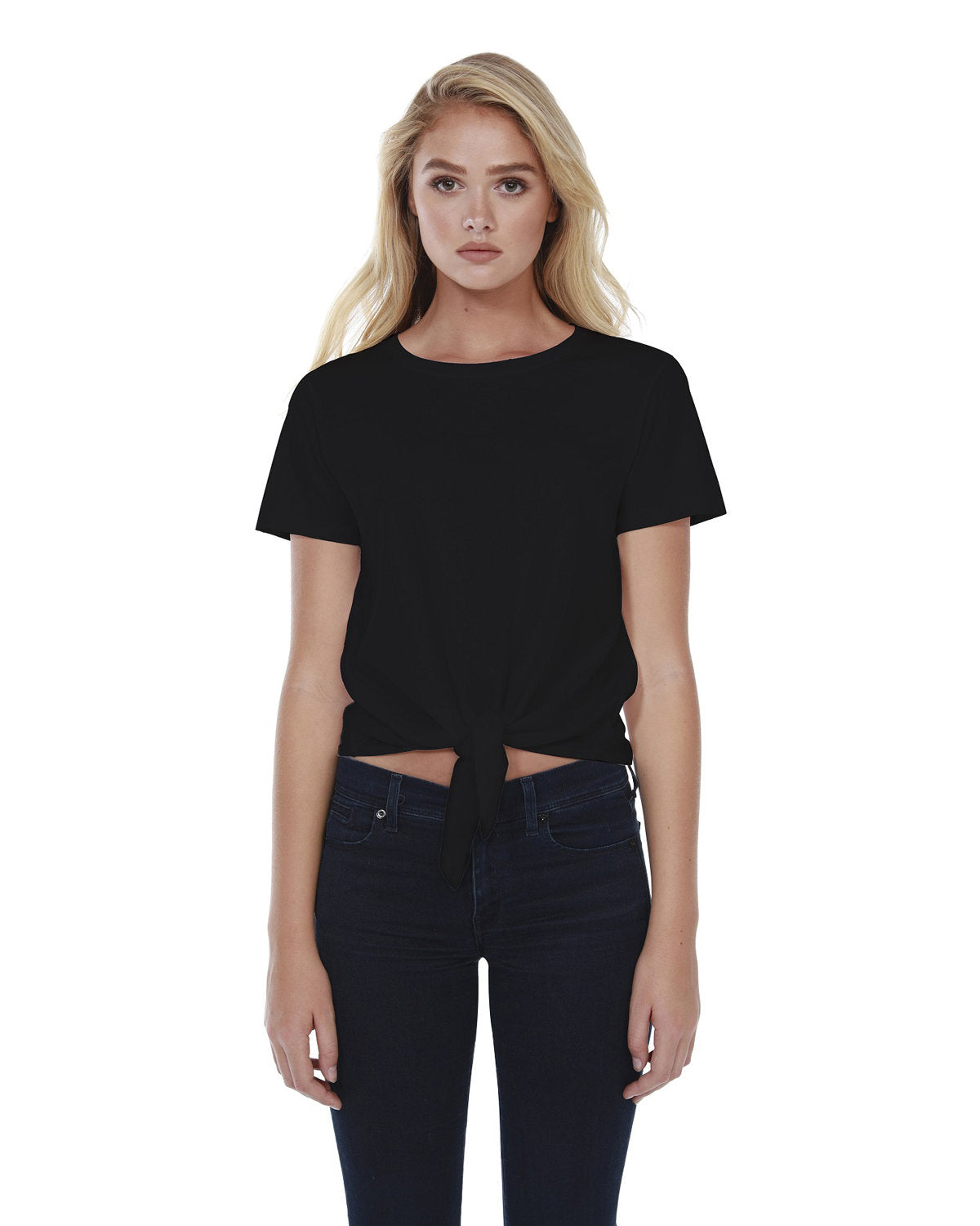 StarTee Ladies' Cotton Tie Front T-Shirt StarTee