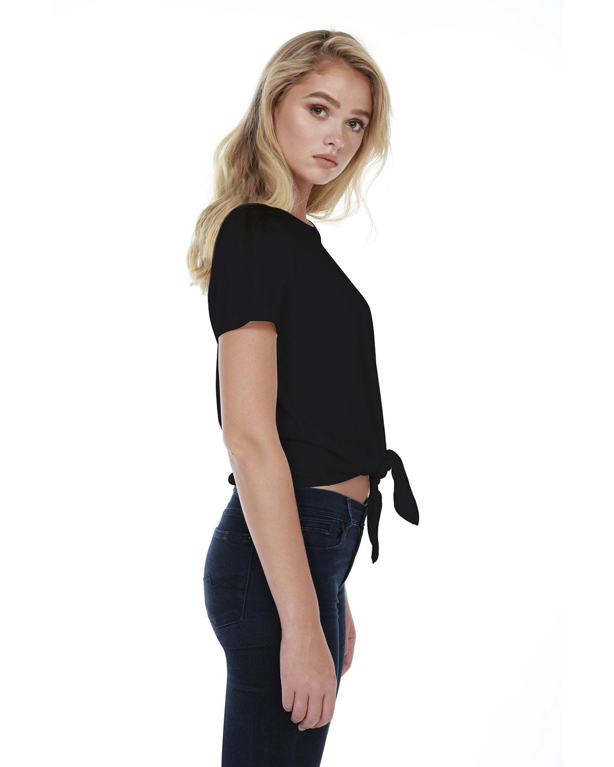 StarTee Ladies' Cotton Tie Front T-Shirt StarTee