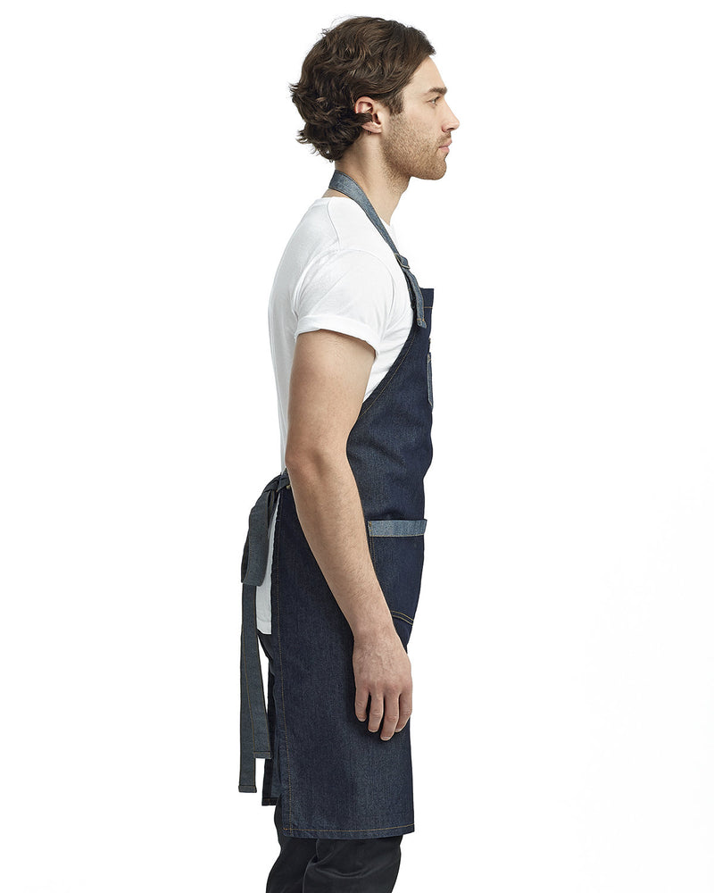 Artisan Collection by Reprime Unisex Domain Contrast Denim Bib Apron