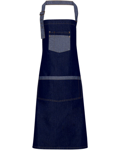 Artisan Collection by Reprime Unisex Domain Contrast Denim Bib Apron