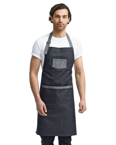 Artisan Collection by Reprime Unisex Domain Contrast Denim Bib Apron