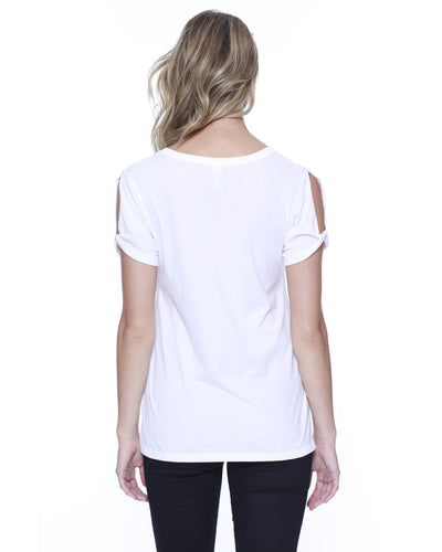 StarTee Ladies' CVC Twist Sleeve Top