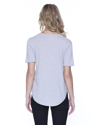 StarTee Ladies' Cotton/Modal Slit V-Neck