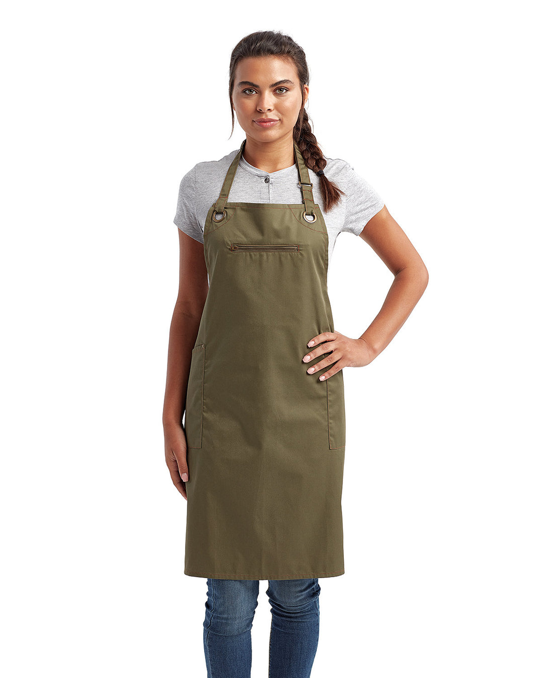 Artisan Collection by Reprime Unisex ‘Barley’ Contrast Stitch Sustainable Bib Apron Reprime
