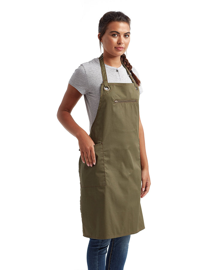 Artisan Collection by Reprime Unisex ‘Barley’ Contrast Stitch Sustainable Bib Apron Reprime