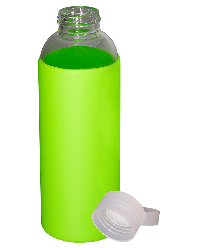 Prime Line 18oz Glass Bottle With Color Silicone Sleeve