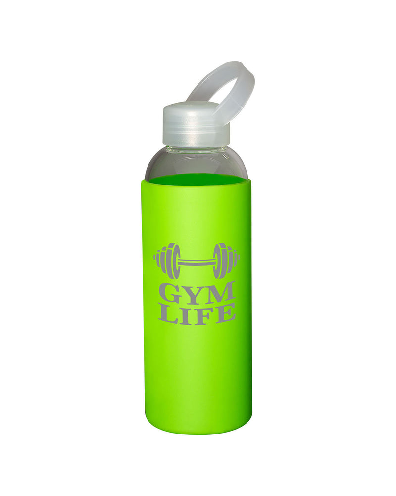 Prime Line 18oz Glass Bottle With Color Silicone Sleeve
