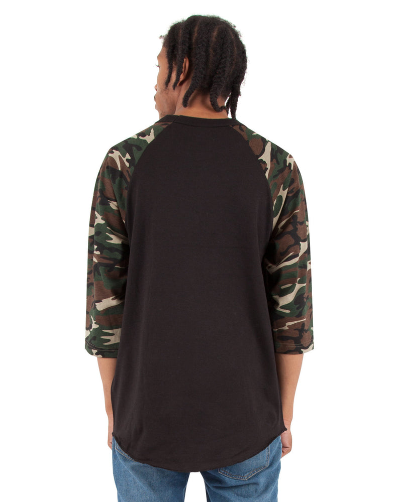 Shaka Wear Adult 8.9 oz., 3/4-Sleeve Camo Raglan T-Shirt