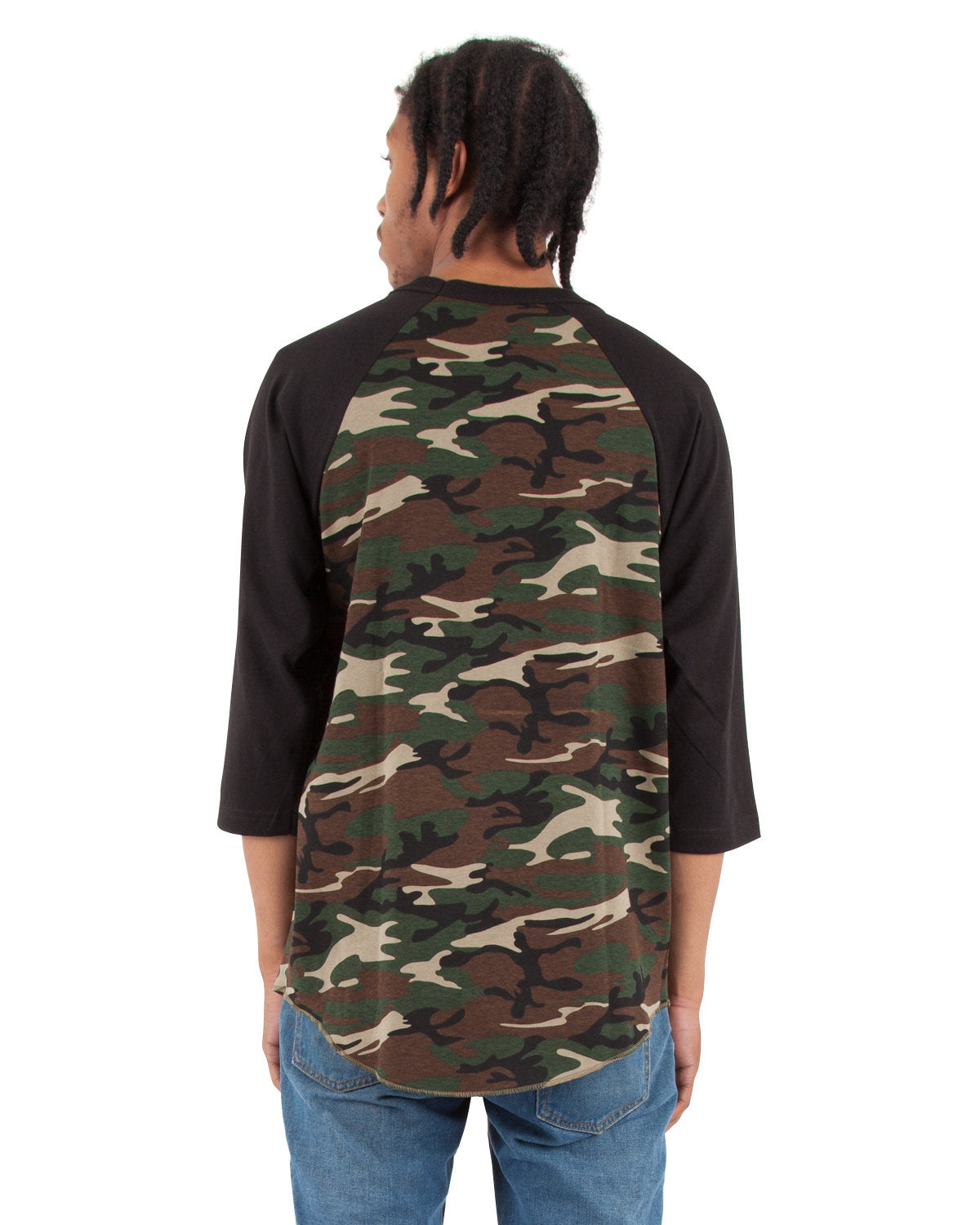 Shaka Wear Adult 8.9 oz., 3/4-Sleeve Camo Raglan T-Shirt Shaka Wear