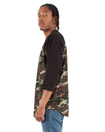Shaka Wear Adult 8.9 oz., 3/4-Sleeve Camo Raglan T-Shirt