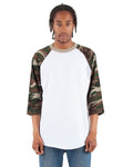 Shaka Wear Adult 8.9 oz., 3/4-Sleeve Camo Raglan T-Shirt Shaka Wear