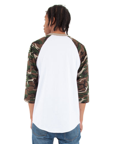 Shaka Wear Adult 8.9 oz., 3/4-Sleeve Camo Raglan T-Shirt