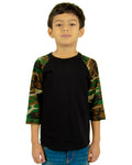 Shaka Wear Youth 6 oz., 3/4-Sleeve Camo Raglan T-Shirt Shaka Wear