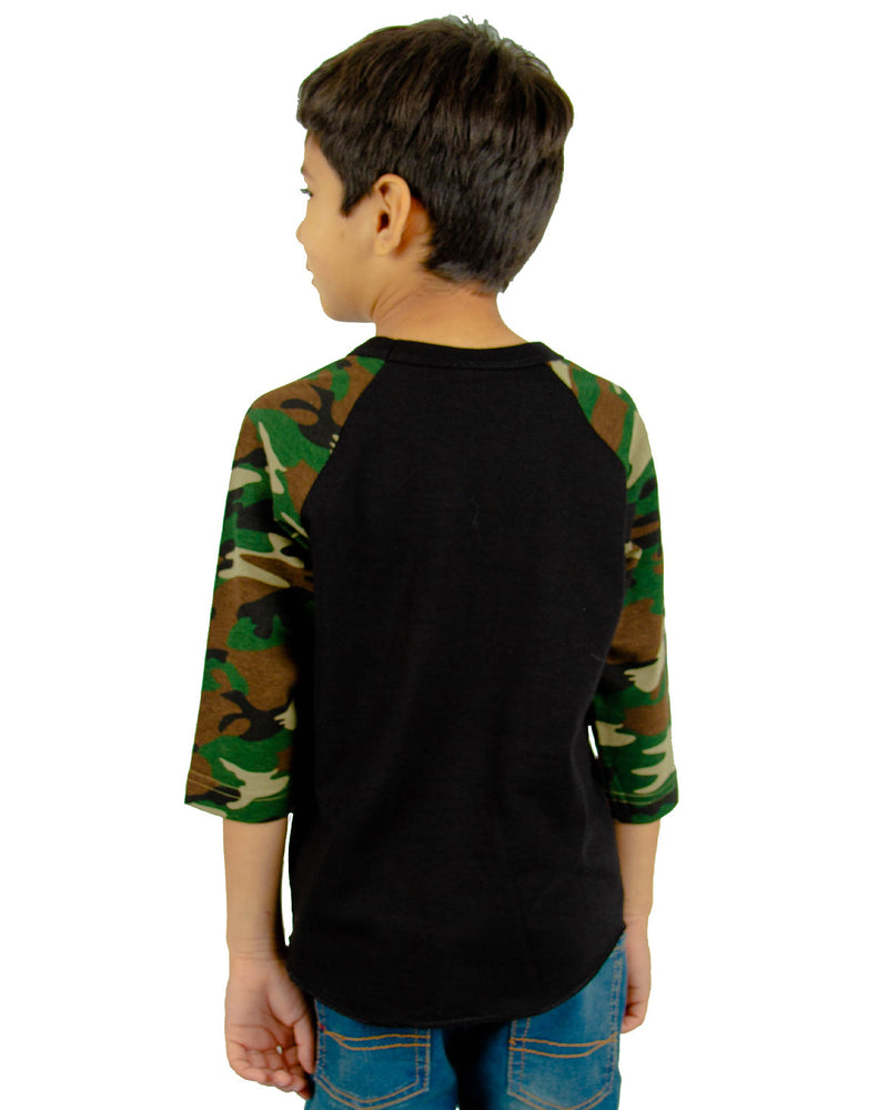 Shaka Wear Youth 6 oz., 3/4-Sleeve Camo Raglan T-Shirt