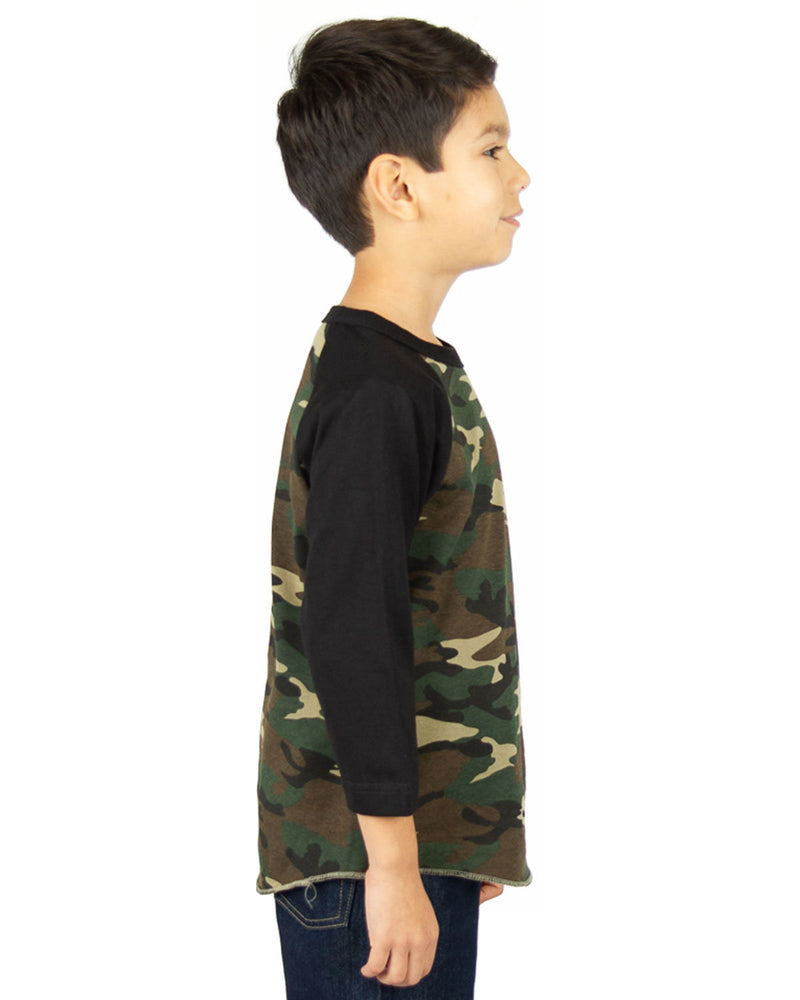 Shaka Wear Youth 6 oz., 3/4-Sleeve Camo Raglan T-Shirt