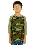Shaka Wear Youth 6 oz., 3/4-Sleeve Camo Raglan T-Shirt Shaka Wear