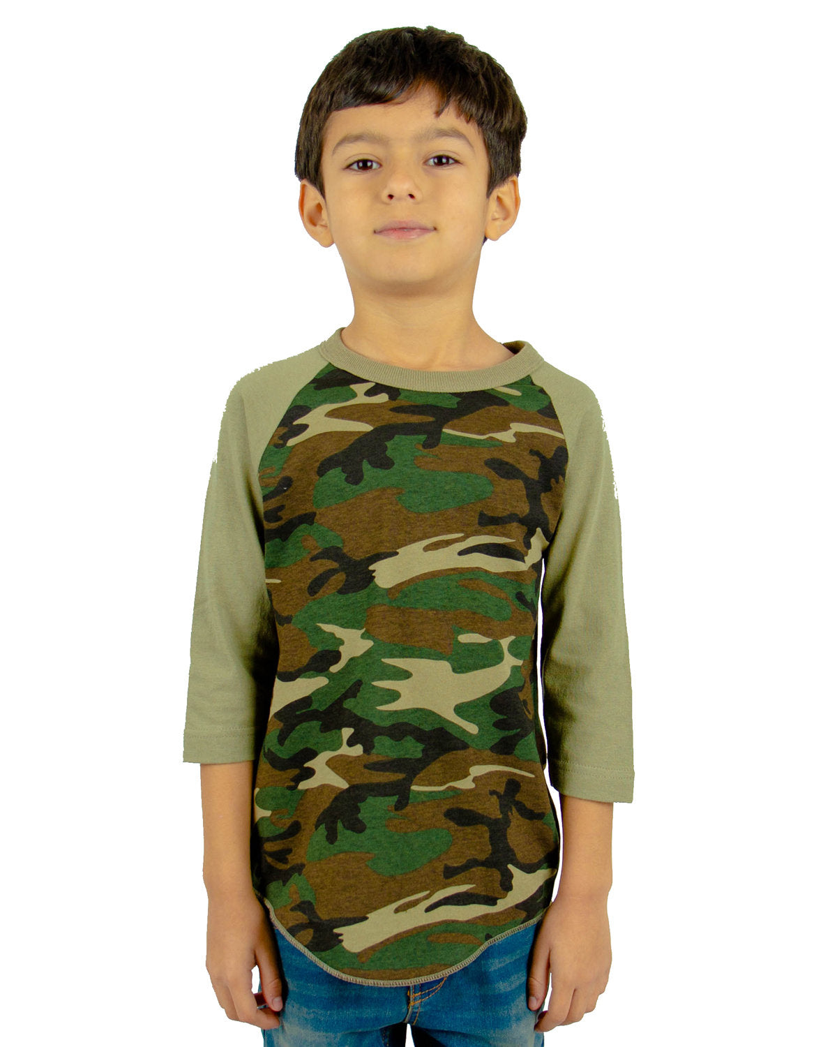Shaka Wear Youth 6 oz., 3/4-Sleeve Camo Raglan T-Shirt Shaka Wear