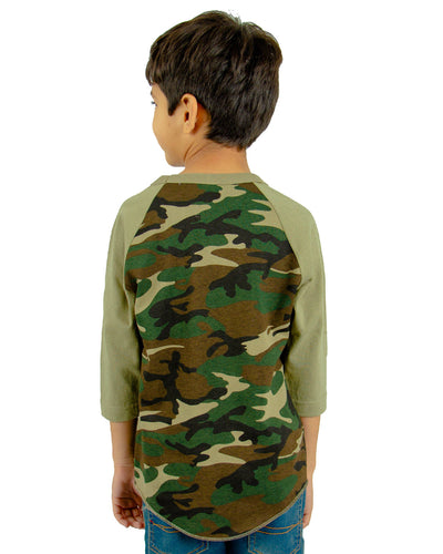 Shaka Wear Youth 6 oz., 3/4-Sleeve Camo Raglan T-Shirt