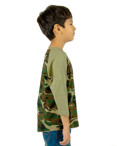 Shaka Wear Youth 6 oz., 3/4-Sleeve Camo Raglan T-Shirt