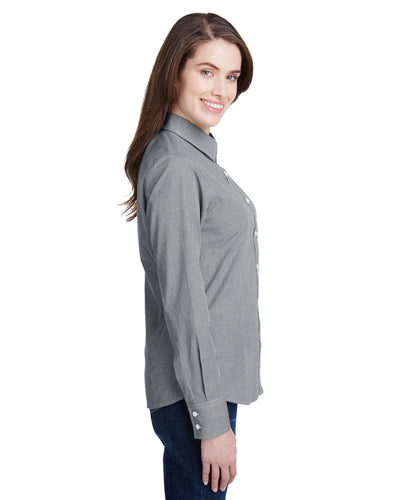Artisan Collection by Reprime Ladies' Microcheck Gingham Long-Sleeve Cotton Shirt