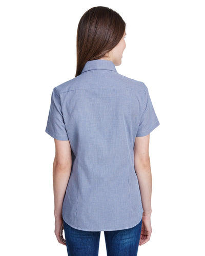 Artisan Collection by Reprime Ladies' Microcheck Gingham Short-Sleeve Cotton Shirt