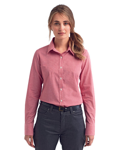 Artisan Collection by Reprime Ladies' Microcheck Gingham Long-Sleeve Cotton Shirt