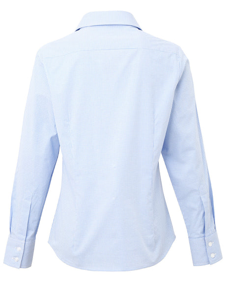 Artisan Collection by Reprime Ladies' Microcheck Gingham Long-Sleeve Cotton Shirt Reprime