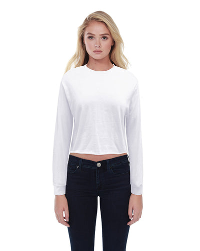 StarTee Ladies' Boyfriend Long Sleeve Crop T-Shirt