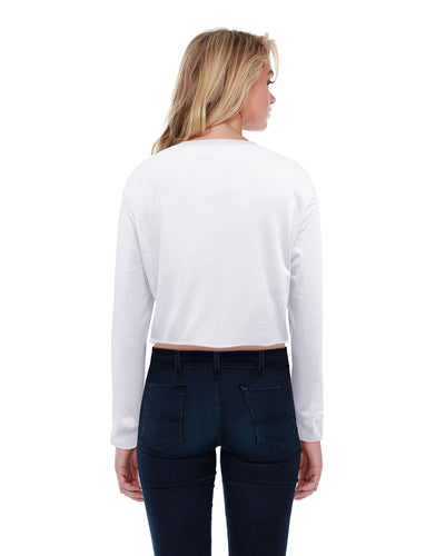 StarTee Ladies' Boyfriend Long Sleeve Crop T-Shirt
