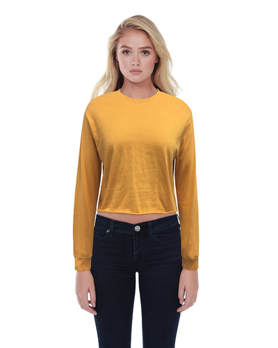 StarTee Ladies' Boyfriend Long Sleeve Crop T-Shirt