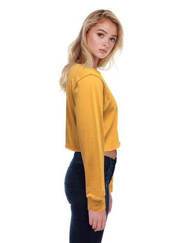 StarTee Ladies' Boyfriend Long Sleeve Crop T-Shirt