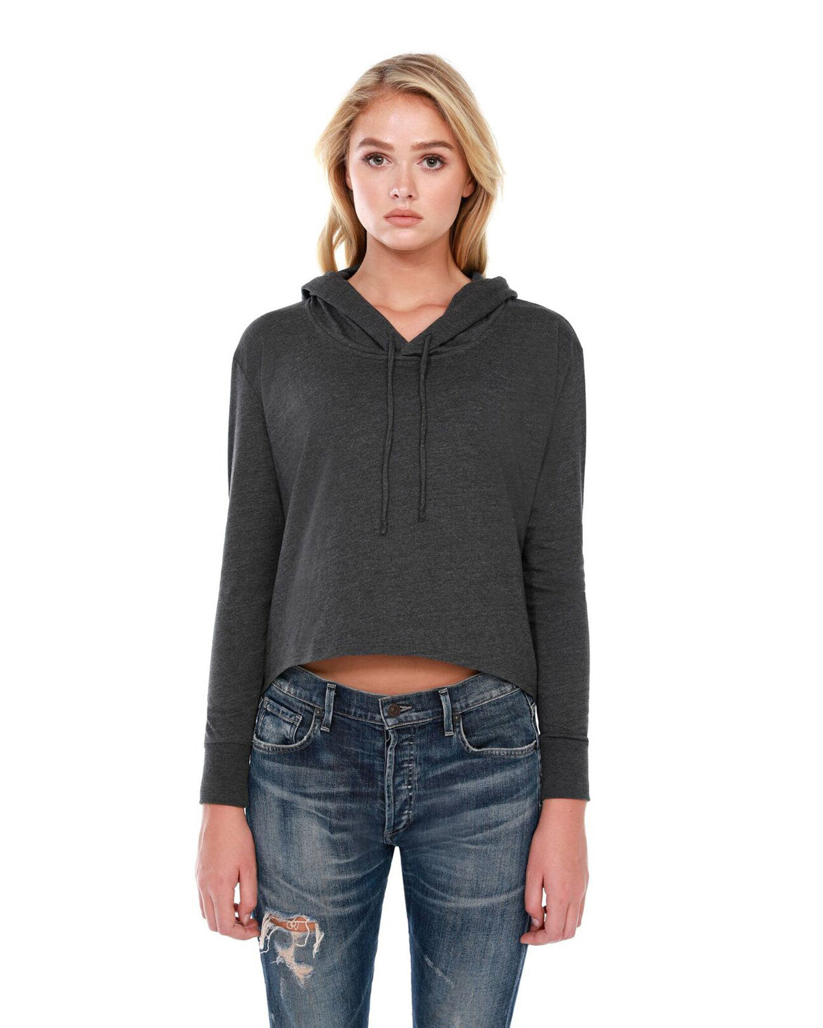 StarTee Ladies' 4.3 oz., CVC Cropped Hoodie T-Shirt StarTee