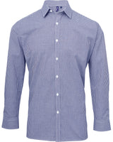 Artisan Collection by Reprime Men's Microcheck Gingham Long-Sleeve Cotton Shirt Reprime