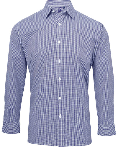 Artisan Collection by Reprime Men's Microcheck Gingham Long-Sleeve Cotton Shirt