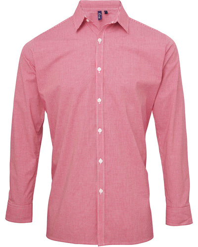 Artisan Collection by Reprime Men's Microcheck Gingham Long-Sleeve Cotton Shirt