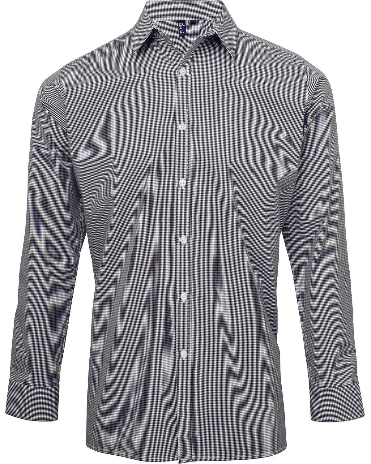 Artisan Collection by Reprime Men's Microcheck Gingham Long-Sleeve Cotton Shirt Reprime