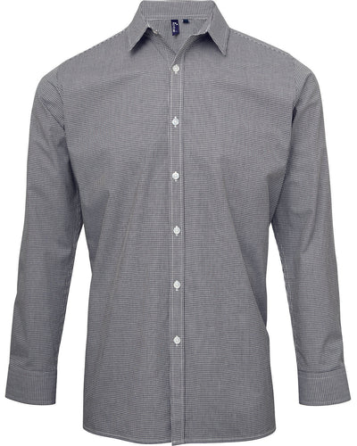 Artisan Collection by Reprime Men's Microcheck Gingham Long-Sleeve Cotton Shirt