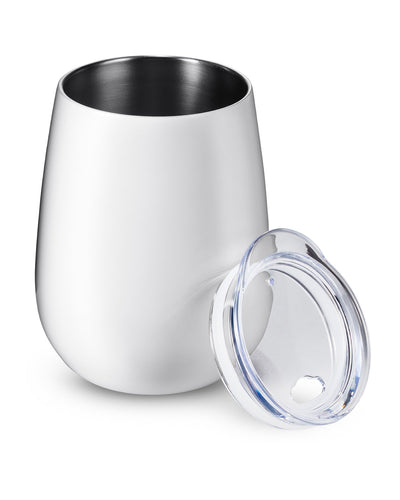 Prime Line 10oz Stemless Vacuum Wine Tumbler With Lid