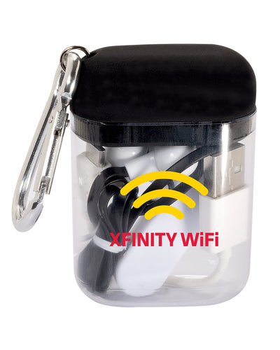 Prime Line Budget Wireless Earbuds In Carabiner Case