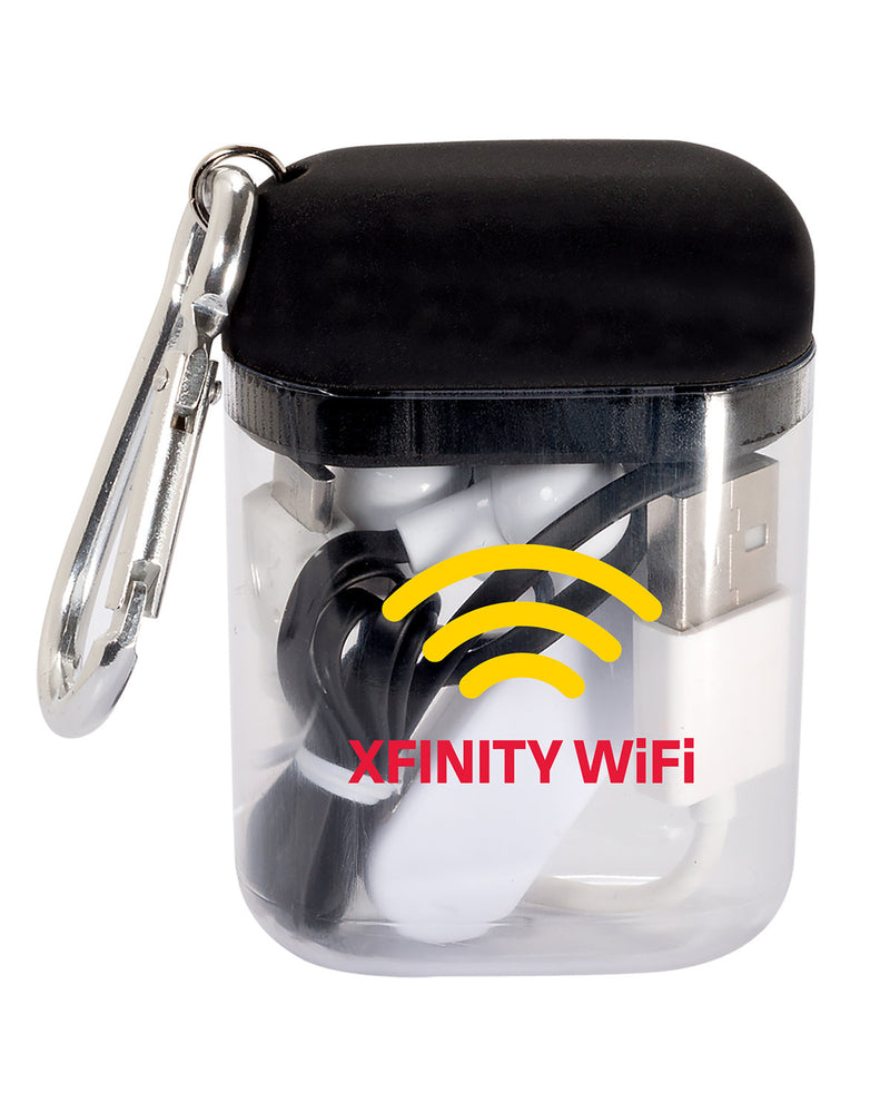 Prime Line Budget Wireless Earbuds In Carabiner Case