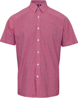 Reprime Men's Microcheck Gingham Short-Sleeve Cotton Shirt Reprime
