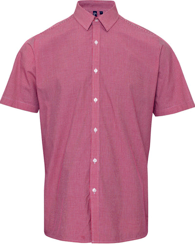 Reprime Men's Microcheck Gingham Short-Sleeve Cotton Shirt