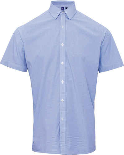 Reprime Men's Microcheck Gingham Short-Sleeve Cotton Shirt