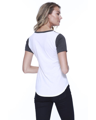 StarTee Ladies' CVC Varsity V-Neck T-Shirt
