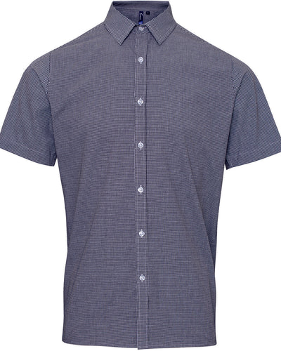 Reprime Men's Microcheck Gingham Short-Sleeve Cotton Shirt
