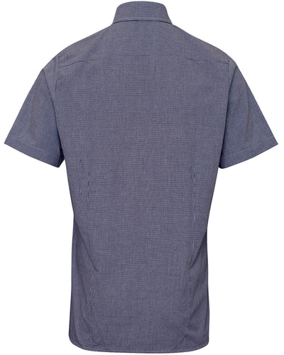 Reprime Men's Microcheck Gingham Short-Sleeve Cotton Shirt