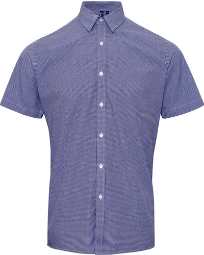 Reprime Men's Microcheck Gingham Short-Sleeve Cotton Shirt