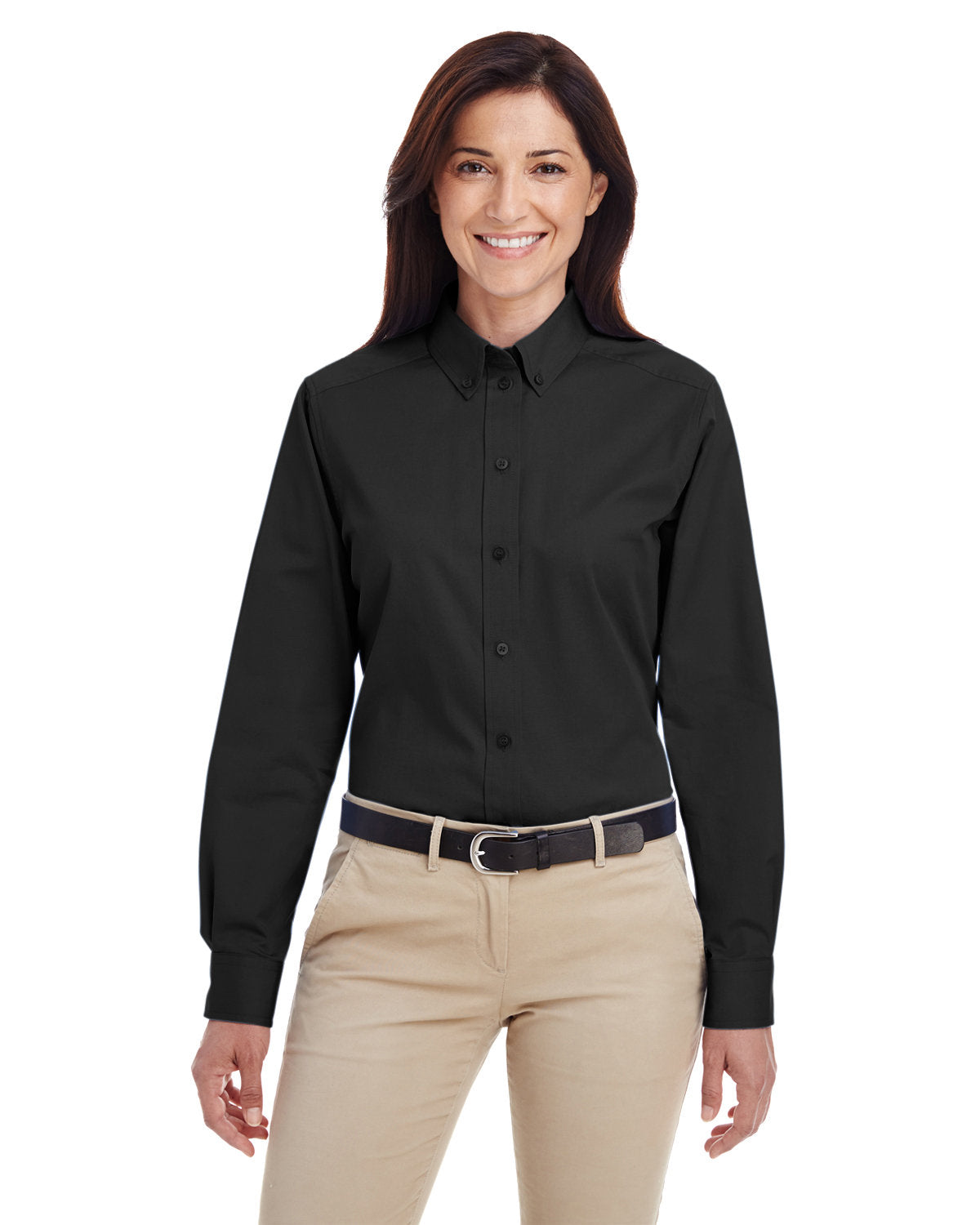 Harriton Ladies' Foundation 100% Cotton Long-Sleeve Twill Shirt with Teflon™ Harriton